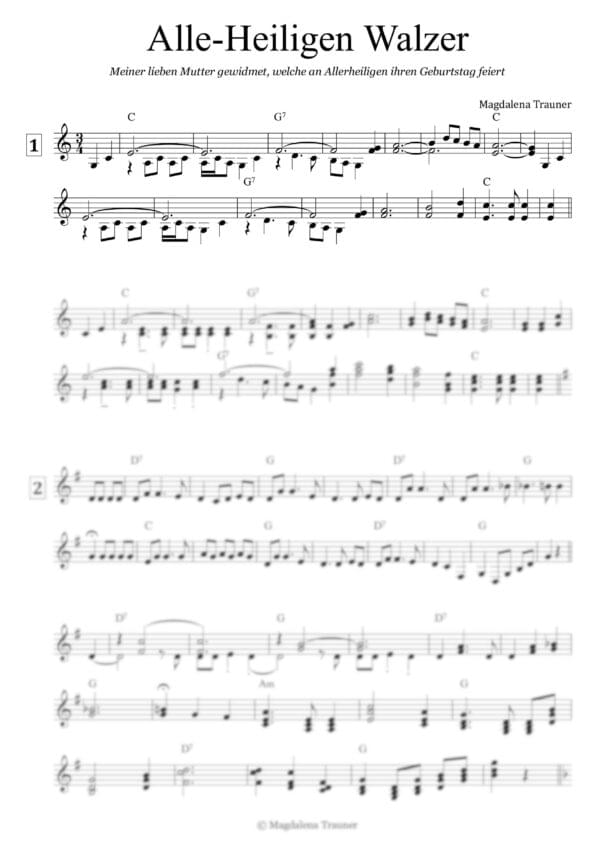 Alle-Heiligen Walzer -- Harmonika Notenschrift – Bild 2